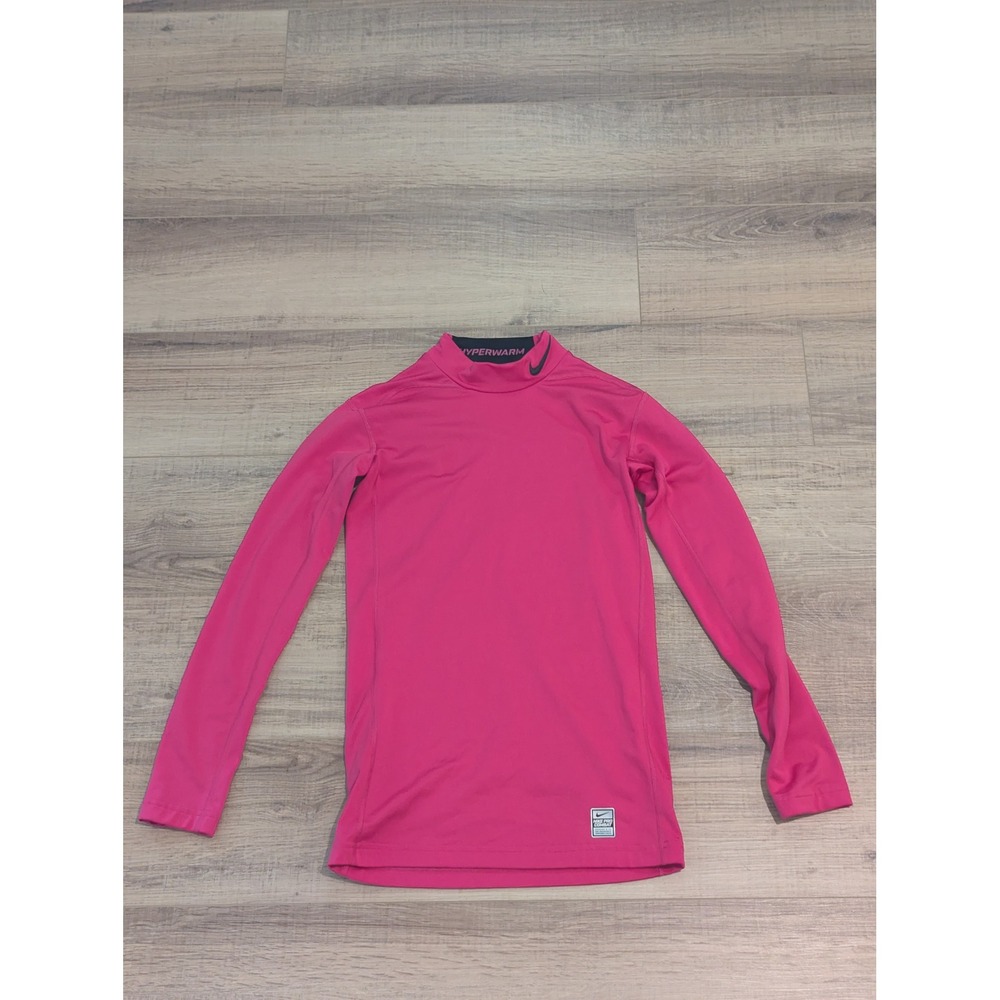 Nike Pro Combat Hyperwarm Compression Mock Neck Shirt Womens Small Pink Dri-FIT